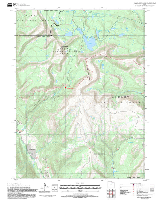 2025 Forest Service Topo Map of Grandaddy Lake Utah