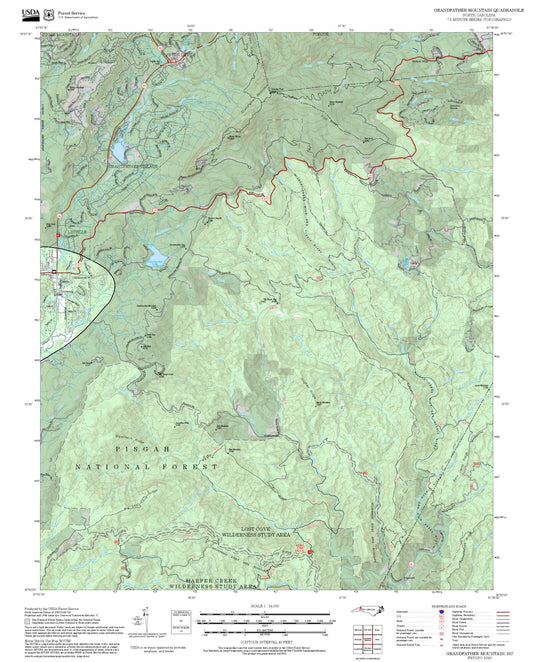 2025 Forest Service Topo Map of Grandfather Mountain North Carolina