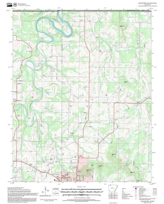 2025 Forest Service Topo Map of Grandview Arkansas
