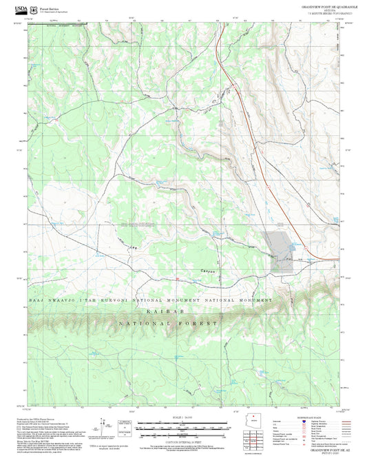 2025 Forest Service Topo Map of Grandview Point NE Arizona