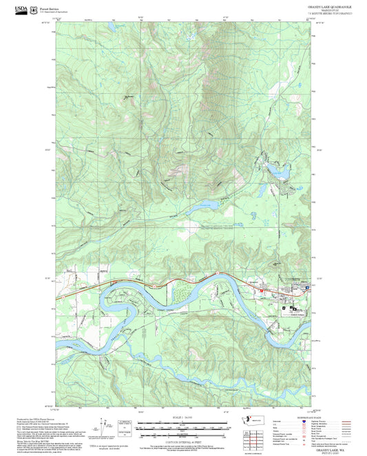 2025 Forest Service Topo Map of Grandy Lake Washington