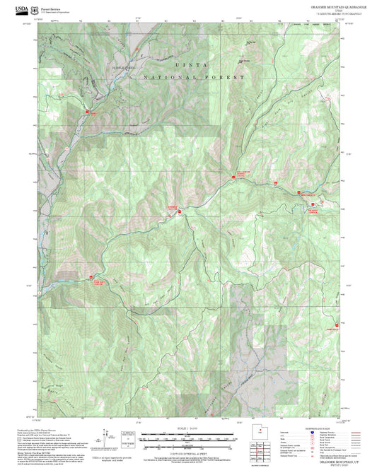 2025 Forest Service Topo Map of Granger Mountain Utah