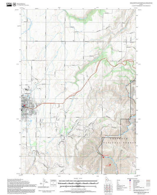 2025 Forest Service Topo Map of Grangeville East Idaho