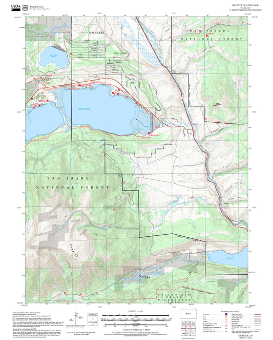 2025 Forest Service Topo Map of Granite Colorado