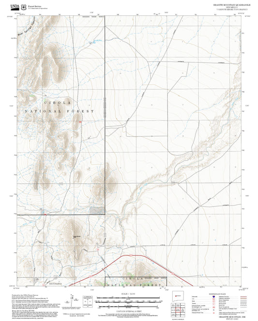 2025 Forest Service Topo Map of Granite Mountain New Mexico