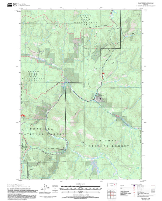 2025 Forest Service Topo Map of Granite Oregon