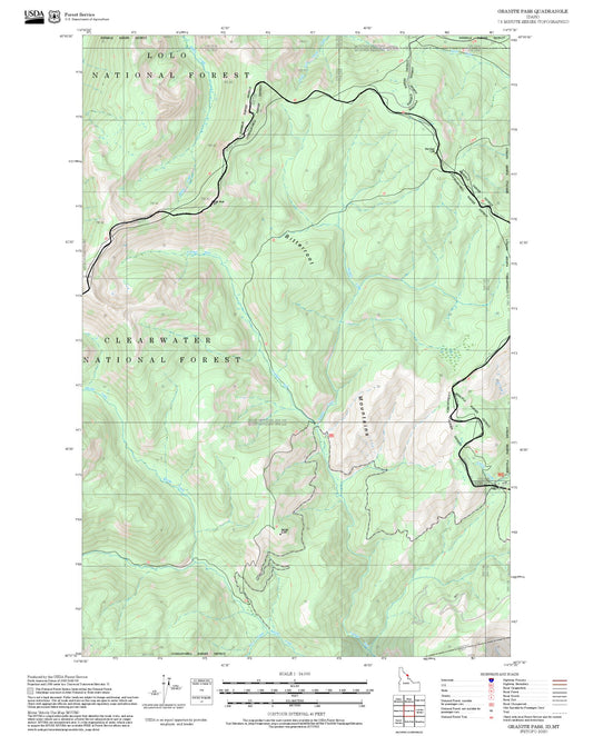 2025 Forest Service Topo Map of Granite Pass Idaho