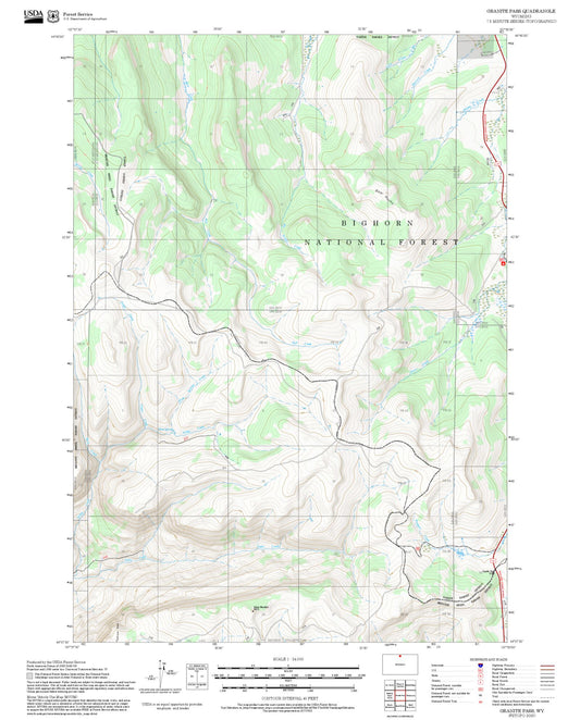2025 Forest Service Topo Map of Granite Pass Wyoming