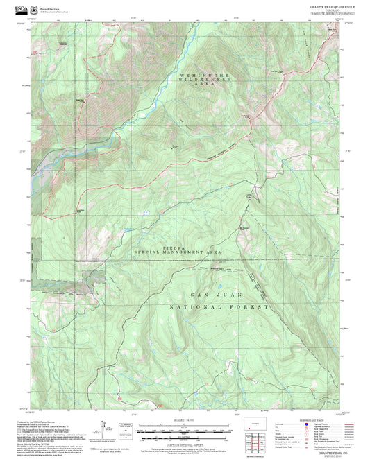 2025 Forest Service Topo Map of Granite Peak Colorado