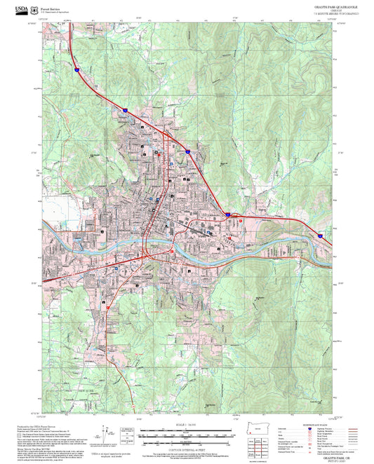 2025 Forest Service Topo Map of Grants Pass Oregon