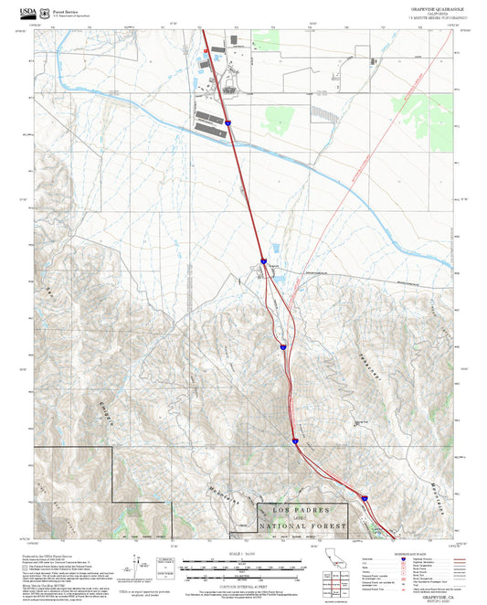 2025 Forest Service Topo Map of Grapevine California
