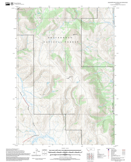 2025 Forest Service Topo Map of Graphite Mountain Montana