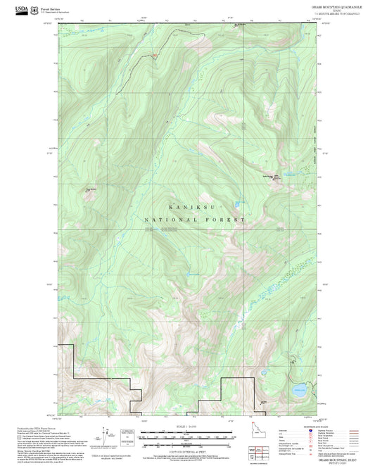 2025 Forest Service Topo Map of Grass Mountain Idaho
