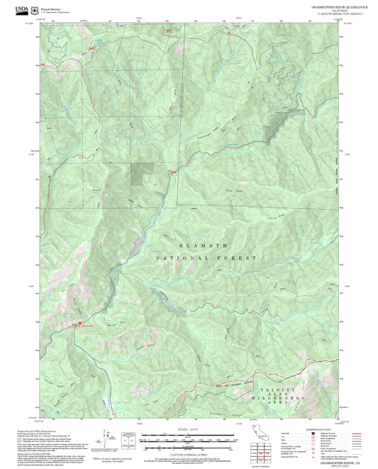2025 Forest Service Topo Map of Grasshopper Ridge California