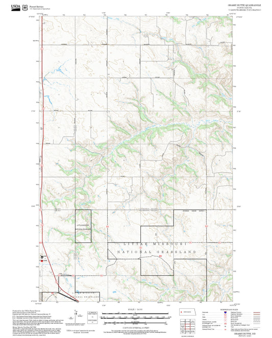 2025 Forest Service Topo Map of Grassy Butte North Dakota