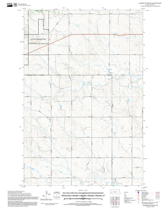 2025 Forest Service Topo Map of Grassy Butte SE North Dakota