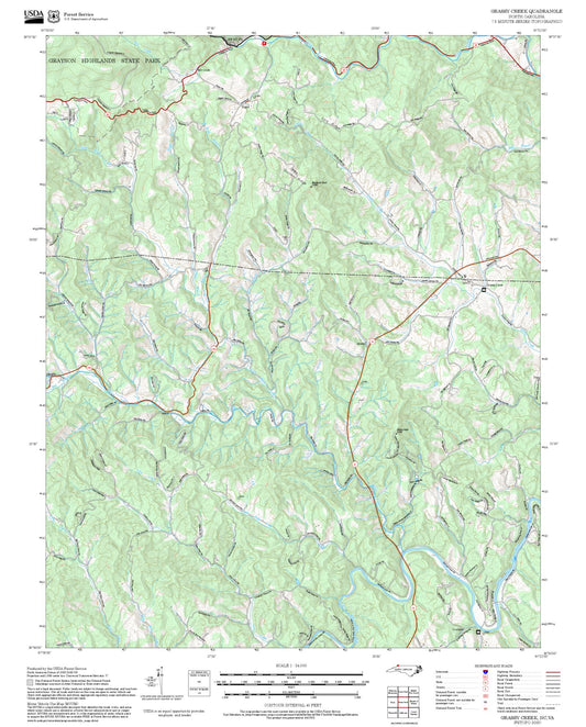 2025 Forest Service Topo Map of Grassy Creek North Carolina