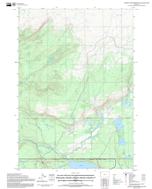 2025 Forest Service Topo Map of Grassy Lake Reservoir Wyoming