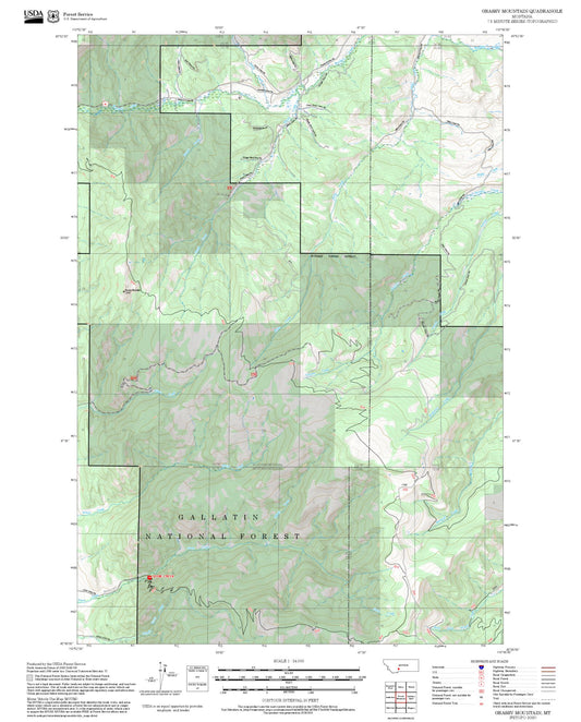 2025 Forest Service Topo Map of Grassy Mountain Montana