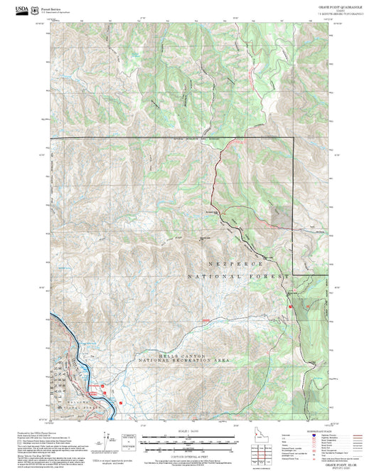 2025 Forest Service Topo Map of Grave Point Idaho