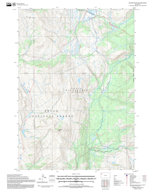 2025 Forest Service Topo Map of Gravel Peak Wyoming