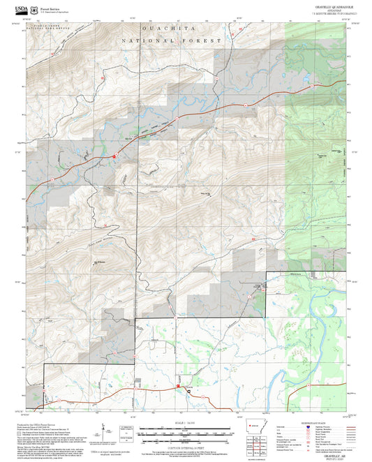 2025 Forest Service Topo Map of Gravelly Arkansas