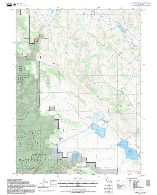 2025 Forest Service Topo Map of Graven Ridge California