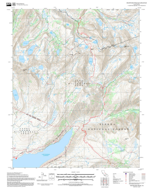 2025 Forest Service Topo Map of Graveyard Peak California