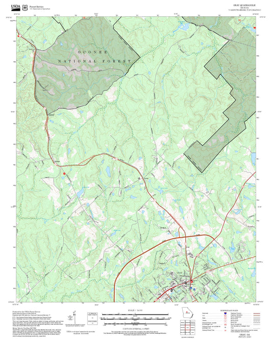 2025 Forest Service Topo Map of Gray Georgia