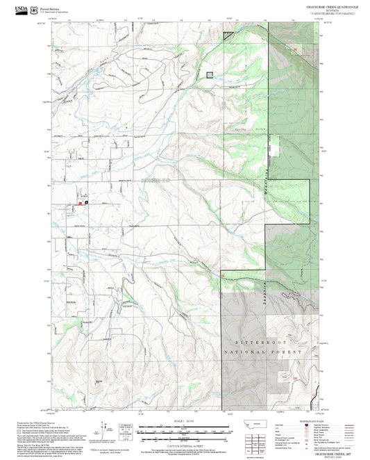 2025 Forest Service Topo Map of Grayhorse Creek Montana