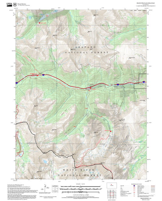 2025 Forest Service Topo Map of Grays Peak Colorado