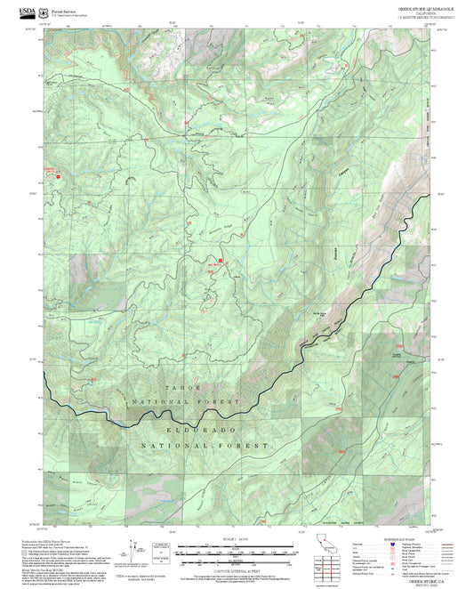 2025 Forest Service Topo Map of Greek Store California