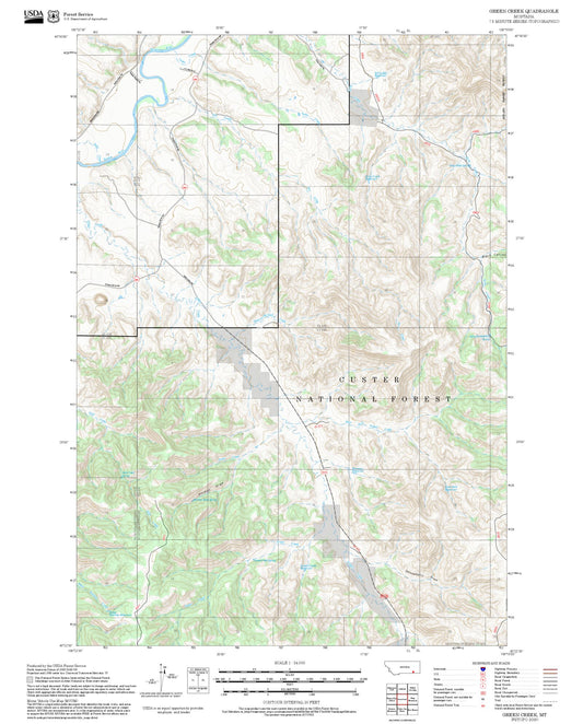 2025 Forest Service Topo Map of Green Creek Montana