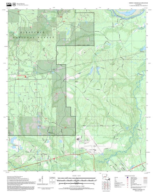 2025 Forest Service Topo Map of Green Gables Louisiana