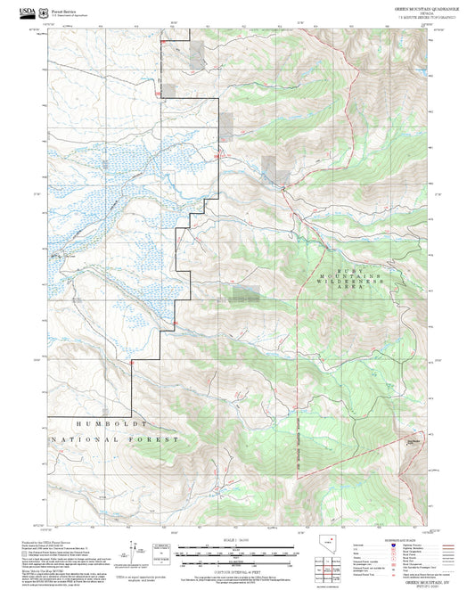 2025 Forest Service Topo Map of Green Mountain Nevada