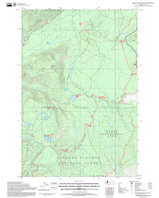 2025 Forest Service Topo Map of Green Mountain Washington