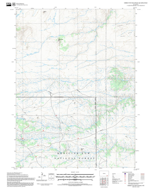 2025 Forest Service Topo Map of Green Top Mountain Wyoming