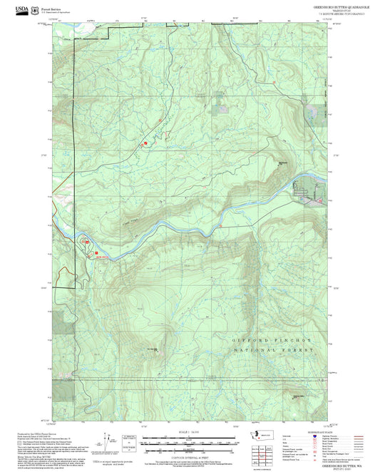 2025 Forest Service Topo Map of Greenhorn Buttes Washington