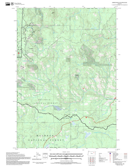 2025 Forest Service Topo Map of Greenhorn Oregon