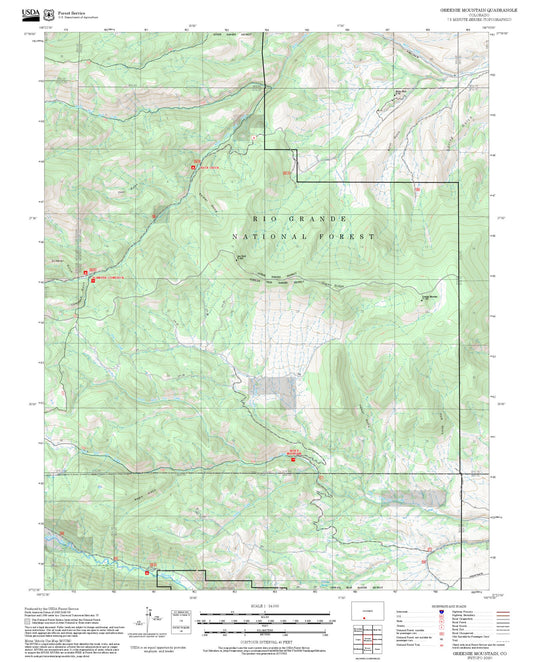 2025 Forest Service Topo Map of Greenie Mountain Colorado