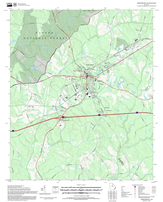 2025 Forest Service Topo Map of Greensboro Georgia