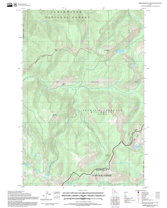 2025 Forest Service Topo Map of Greenside Butte Idaho