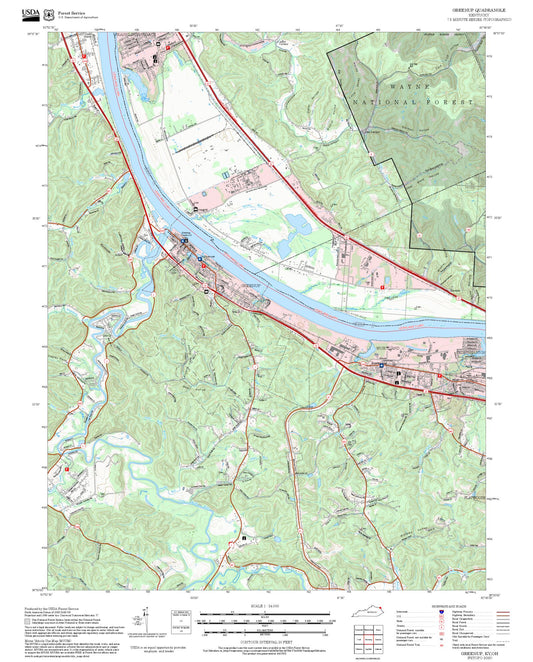 2025 Forest Service Topo Map of Greenup Kentucky