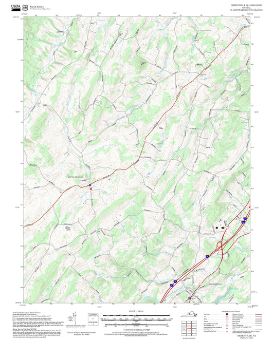 2025 Forest Service Topo Map of Greenville Virginia