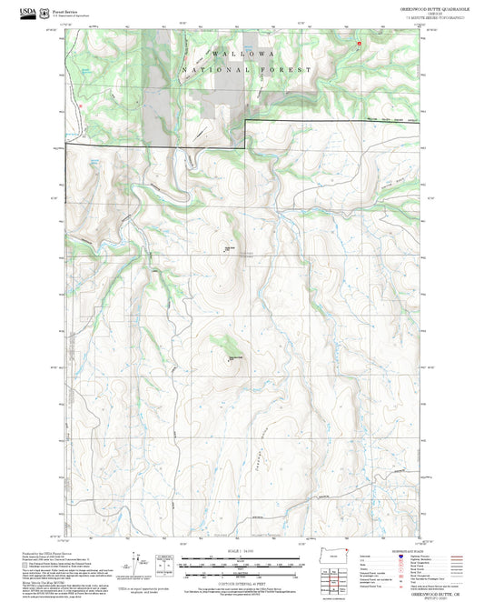 2025 Forest Service Topo Map of Greenwood Butte Oregon