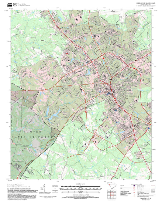 2025 Forest Service Topo Map of Greenwood South Carolina