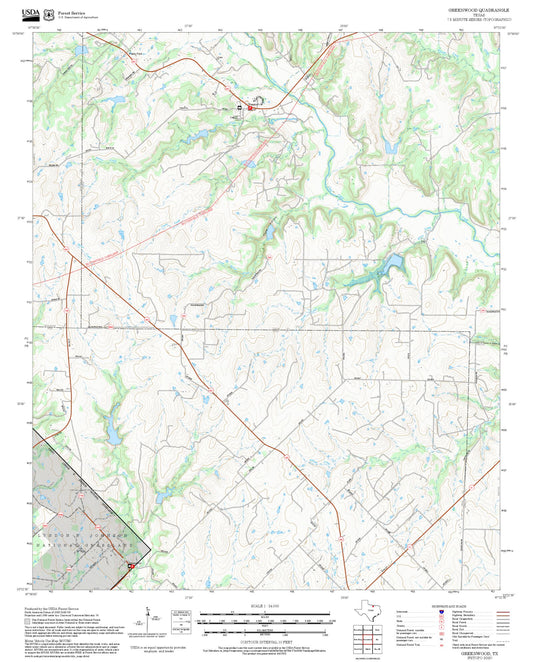 2025 Forest Service Topo Map of Greenwood Texas