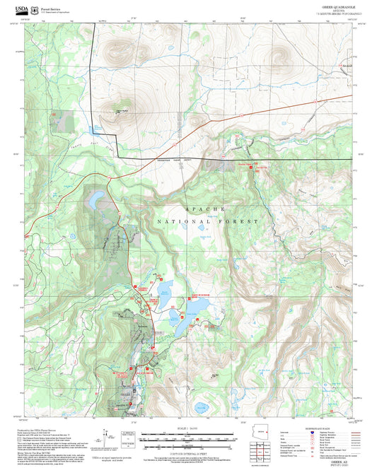 2025 Forest Service Topo Map of Greer Arizona