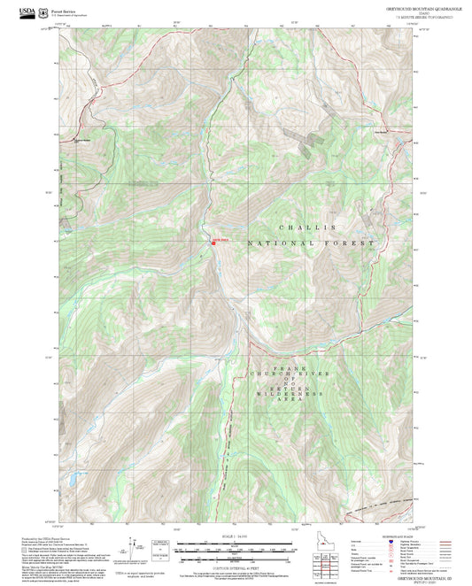 2025 Forest Service Topo Map of Greyhound Mountain Idaho