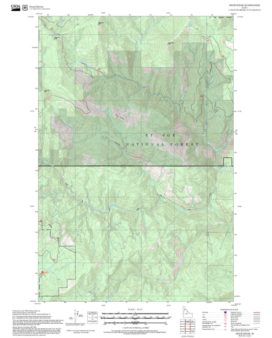2025 Forest Service Topo Map of Grice Ridge Idaho